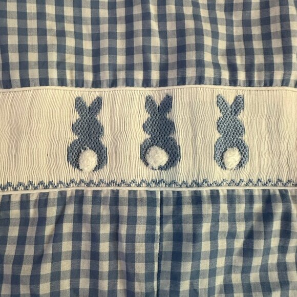 Southern Sunshine vinage blue and white checked bunny body suit infant size 24m - Picture 2 of 5